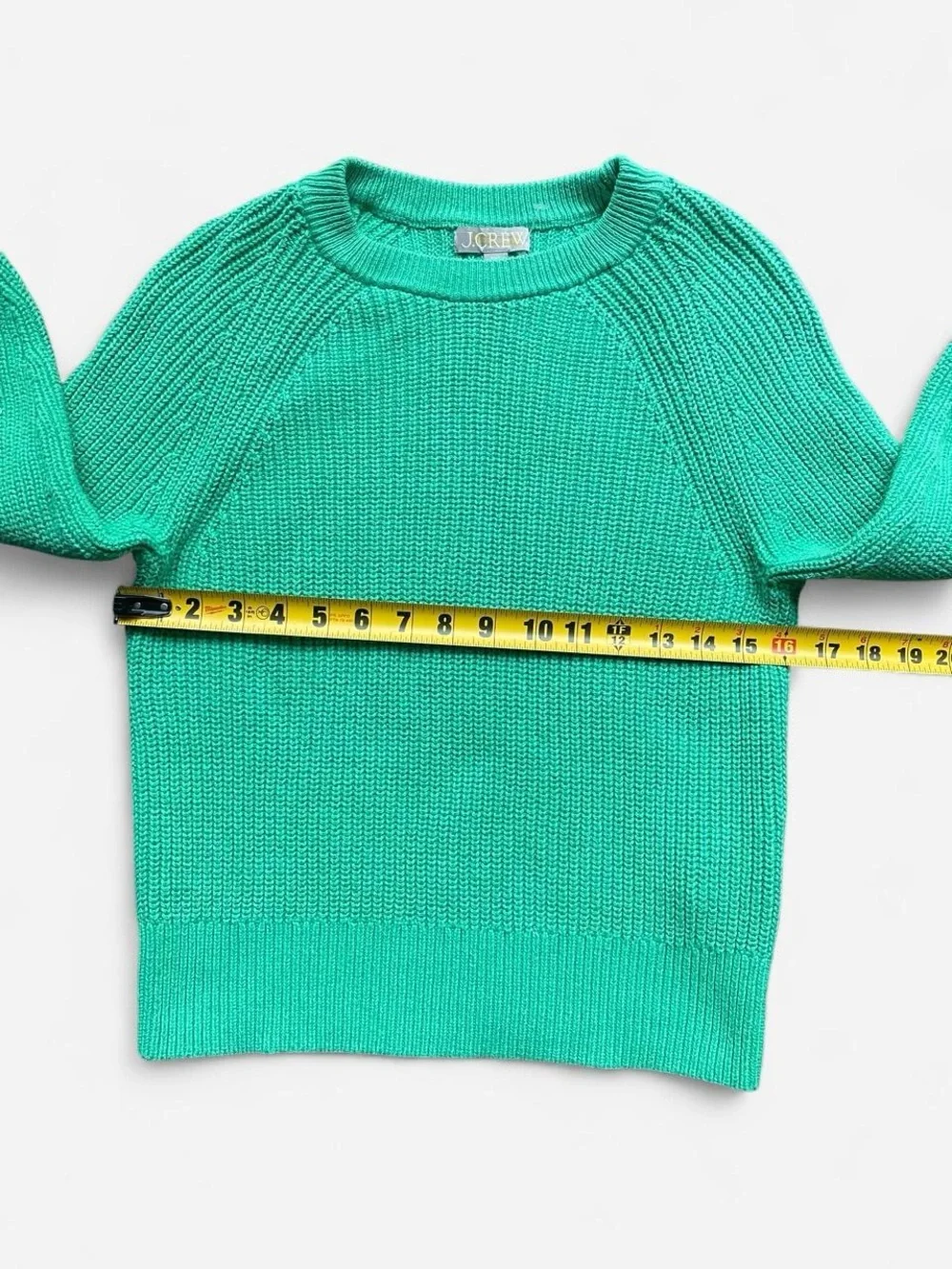 J.Crew Green Ribbed Chunky Knit Cotton Minimalist Classic Sweater Sp23 Sz XXS